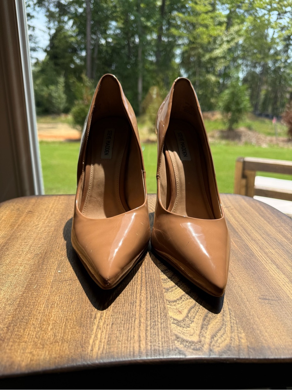 Aldo Patent Leather Pointed-Toe Stiletto Pumps in Tan - Picture 4 of 5